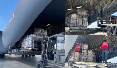Qatari Aircraft Carrying Aid for Palestinians in Gaza Lands in Egypt El Arish